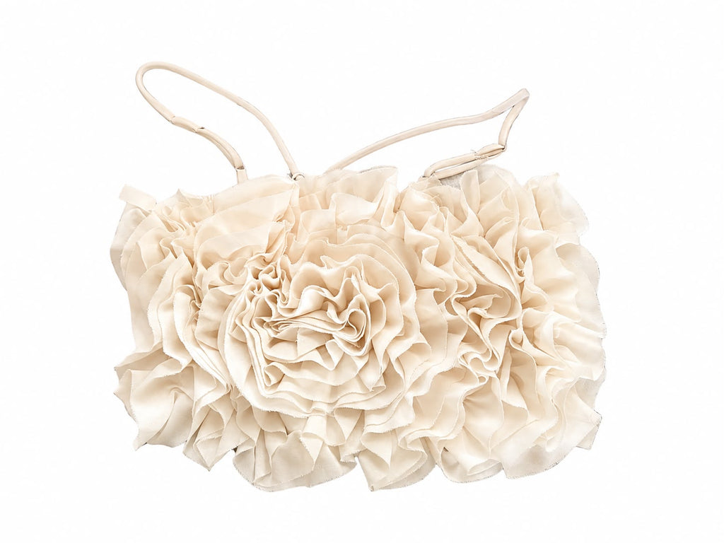 CROP TOP CREMA CON VOLANTES