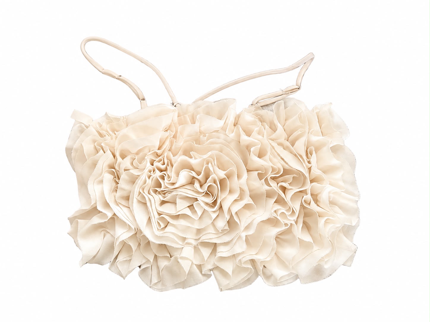 CROP TOP CREMA CON VOLANTES